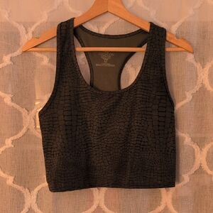 Textured Black Cropped Tank Top